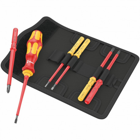 Wera Kraftform Kompakt VDE isoleeritud vahetavate otsikutega kruvikeerajate komplekt – 7 osa, 1000 V