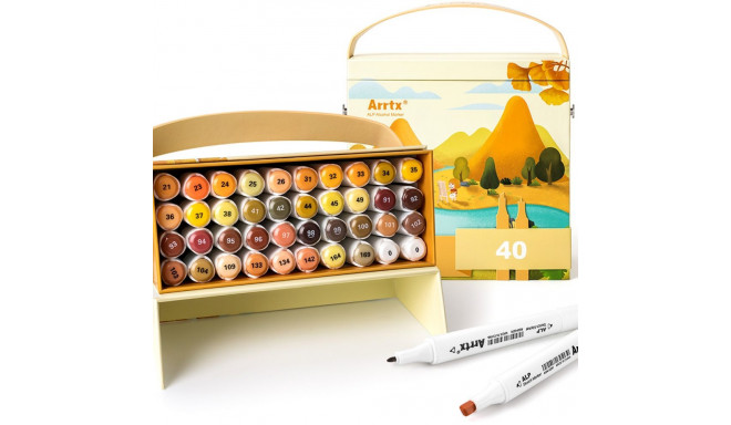 Double-sided Marker Pens ARRTX Alp (40 Colours, yellow shade)