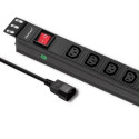 Qoltec 53998 Power strip for RACK 19" | 1U | 10A | PDU | 8xIEC C13 | 2m