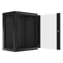 Lanberg wall-mounted installation rack cabinet 19'' 15U 600x450mm black (glass door)