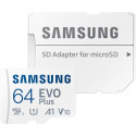 "CARD 64GB Samsung EVO Plus MicroSDXC UHS-I U2 V10 A1 inkl. SD Adapter"