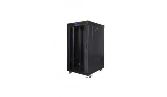 RACK CABINET 19" FREE-STANDING 22U/600X800 (FLAT PACK) WITH GLASS DOOR LCD BLACK LANBERG V2