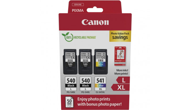 "Canon Tinte PG-540L/CL-541XL 5224B015 3er Multipack (2xBK/Color) inkl. Fotopapier"