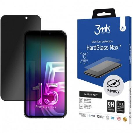 3mk kaitseklaas privaatsusfiltriga iPhone 15 Pro Privacy HardGlass Max, must