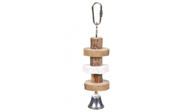 Toy for parrots gnawing wood with lava stone, 16 cm