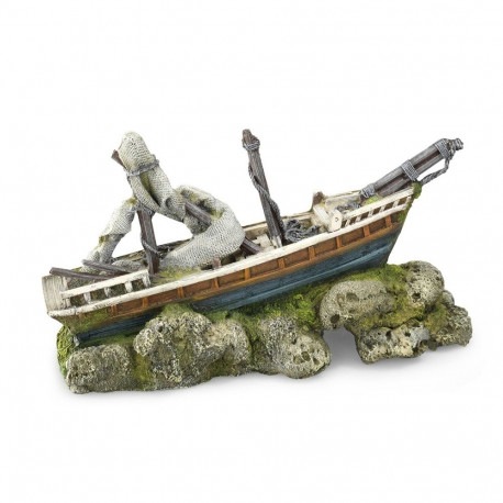 Aquarium decoration, boat 36x13,5x18,5cm