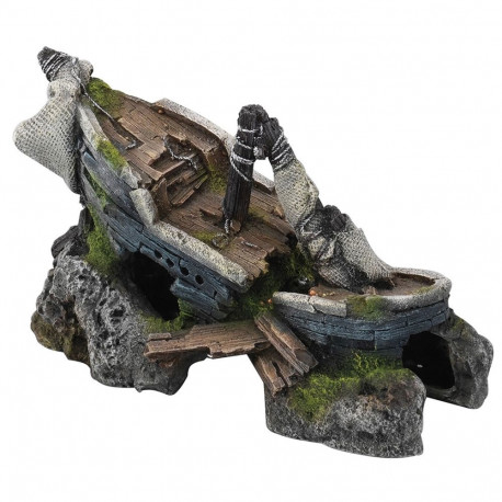 Aquarium decoration, sunken ship 1 20x10,5x12,5cm