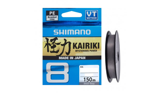 Braided fishing line Shimano Kairiki 8 PE Steel grey 150m 0,100mm 6,5kg