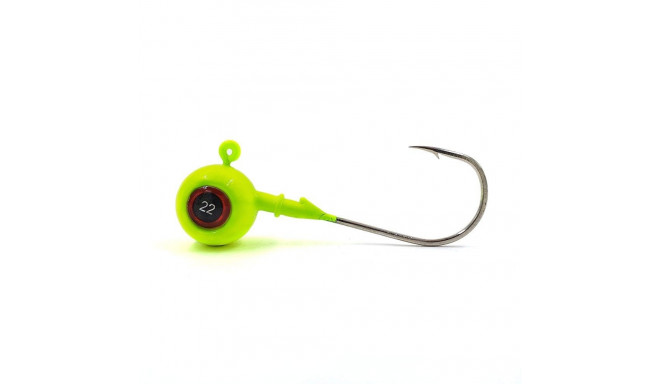 Jig head, 3D Eyes, 8 g, yellow, hooked by Gamakatsu 5/0, 2 pcs, Merganser