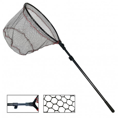Landing net SWD 60x60x50cm telescopic 2,3m rubberized
