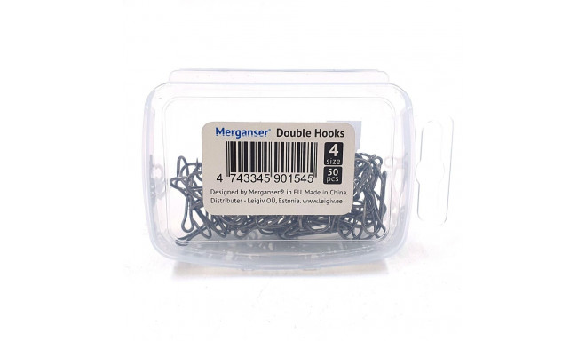 Merganser Hi-Carbon steel double hook, size  4, 50 pcs