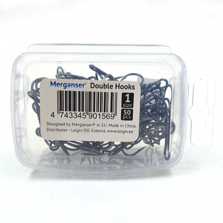 Merganser Hi-Carbon steel double hook, size  1, 50 pcs