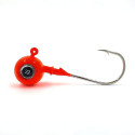 Jig head, 3D eyes, 14 g, red, hooked by Gamakatsu  4/0, 2 pcs, Merganser