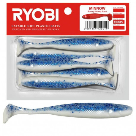 Soft lure Scented Ryobi Minnow 76mm CN005 5pcs