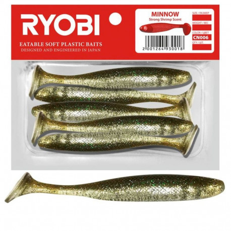 Soft lure Scented Ryobi Minnow 76mm CN006 5pcs