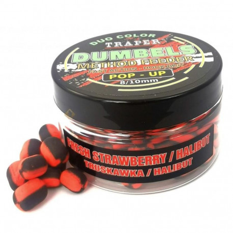 Groundbait TRAPER Dumbels duo color Pop-Up 8-10mm 30g Strawberry/halibut