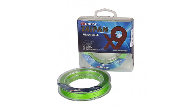 Braided fishing line SWD Taipan Premium PE X9 0.18mm 135m 11.80kg apple green