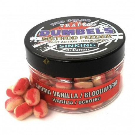 Groundbait TRAPER Dumbels duo color Pop-Up 8-10mm 30g vanilla/bloodworm
