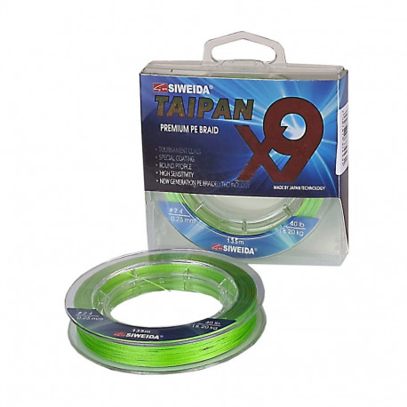 Braided fishing line SWD Taipan Premium PE X9 0.12mm 135m 7.25kg apple green