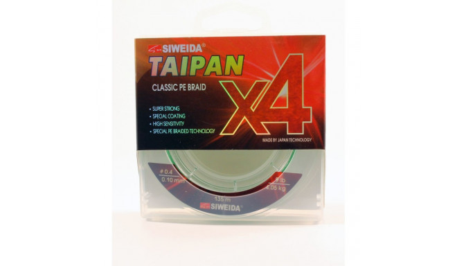 Braided line SWD Taipan Classic PE X4 0.10mm 135m 4.05kg light green