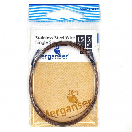 Stainless steel leader, 15 kg, 5 m, brown, 1 pcs, Merganser