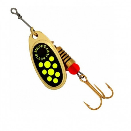 Spinner MEPPS AGLIA, BLACK FURY-2 4,5g kuld/chartreuse täpid