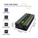 Qoltec 51923 Pure Sine Wave Inverter Monolith | 3000W | 6000W | 24V to 230V | LCD