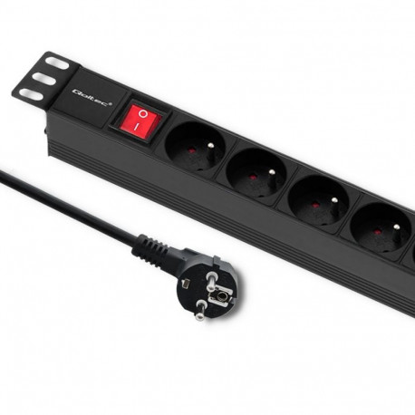 Qoltec PDU-toitejaotur 19'' rackile 1U 16A 8xFRENCH 2m