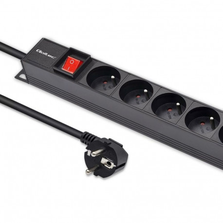 Qoltec alumiinium PDU RACK jaoks | 16A | 16 x FRENCH | vertikaalne | 1,8 m