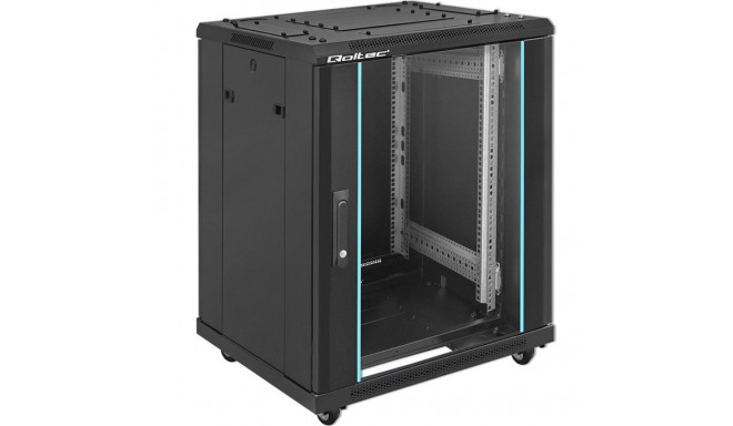 Qoltec 54518 19" RACK kapp 15U 600 x 855 x 600 karastatud klaasuks