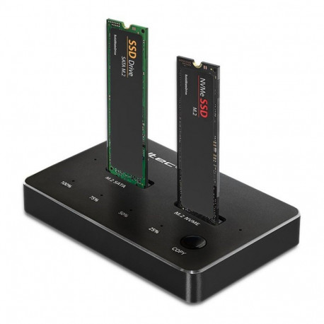 Qoltec 52274 M.2 SSD dokkimisjaam NVMe SATA USB-C kahepoolne 2 x 2TB
