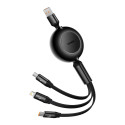 Baseus cable Bright Mirror 2 3w1 USB - micro USB + Lightning + USB-C 1,1m 66W black retractable