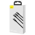 Baseus cable 3in1 Rapid PD USB-C - micro USB + Lightning + USB-C 1,5m black 20W