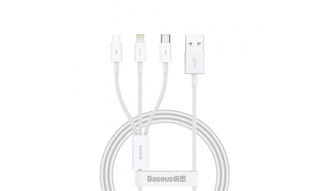 Baseus Superior Series USB-A - USB-C / Lightning / micro USB 3.5A cable 1m - white