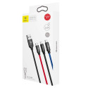 Baseus Three Primary Colors 3in1 USB-A - micro USB / Lightning / USB-C 3.5A cable 0.3 m - black