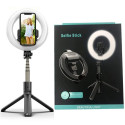 Mocco 4in1 Universāls Selfie Stick ar 3 toņu LED lampu  / Tripod Statnis / Bluetooth Tālvadības pult