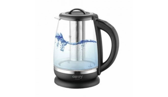 Camry Kettle CR 1290 Standard, 2200 W, 2 L, Plastic/glass, Black/Transparent, 360 rotational base