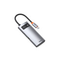 Baseus Metal Gleam Series 4-in-1 Multifunctional Type-C HUB Docking Station Gray(Type-C to HDMI*1+US