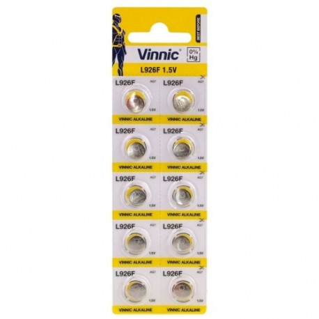 Vinnic AG7 | LR57 | SR927W | 195 | GP95A | 395 | Alkaline 1.5V Batteries (10pcs)