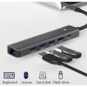 Adapter USB Type-C - HDMI, LAN, 3x USB 3.0 Type-A, USB Type-C PD100W