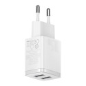 Baseus USB charger 2xUSB 10.5W, white