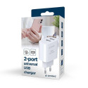 CHARGER USB UNIVERSAL WHITE/2P TA-UC-2A12-01 GEMBIRD