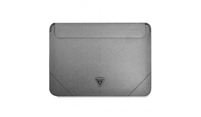 Guess Saffiano Triangle Logo case for a 16" laptop - silver