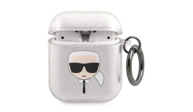 Karl Lagerfeld KLA2UKHGS AirPods cover srebrny/silver Glitter Karl`s Head