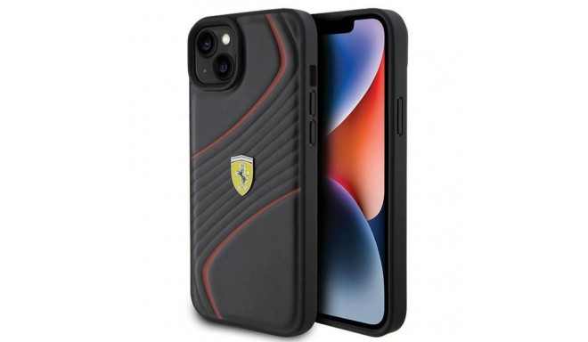 Ferrari Twist Metal Logo case for iPhone 15 Plus - black