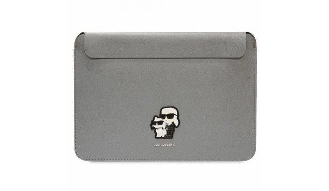 Karl Lagerfeld Saffiano Karl&Choupette case for a 16" laptop - silver