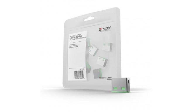 Lindy USB Port Blocker (without key) - Pack of 10, Colour Code: Green