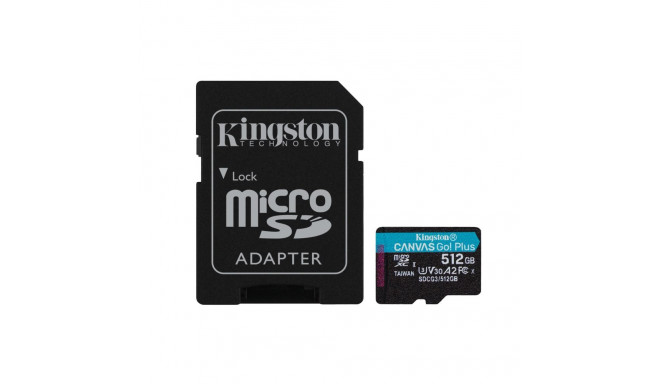 Kingston Technology 512GB microSDXC Canvas Go Plus 170R A2 U3 V30 Card + ADP