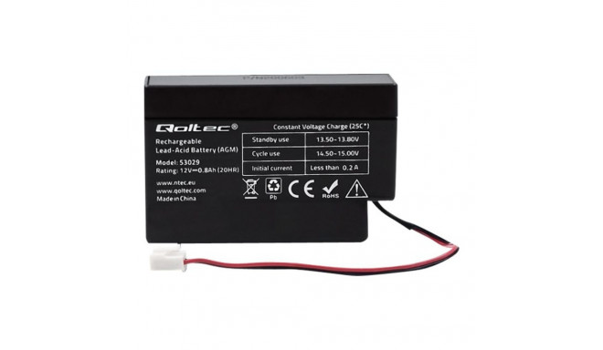 QOLTEC AGM battery 12V 0.8Ah max. 12A