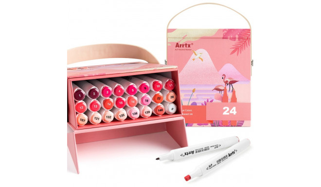 Double-sided Marker Pens ARRTX Alp (24 Colours, red tone shade)